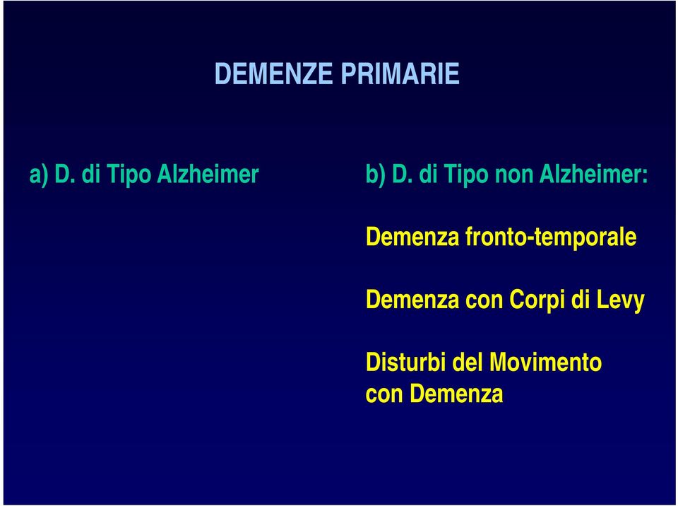 di Tipo non Alzheimer: Demenza