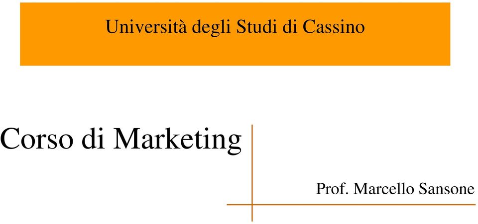 Corso di Marketing