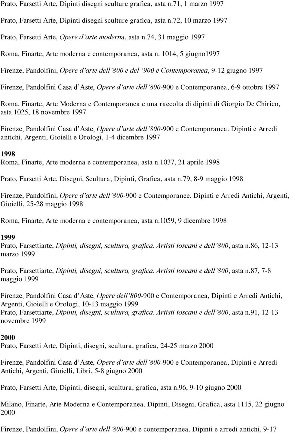 1014, 5 giugno1997 Firenze, Pandolfini, Opere d arte dell 800 e del 900 e Contemporanea, 9-12 giugno 1997 Firenze, Pandolfini Casa d Aste, Opere d arte dell 800-900 e Contemporanea, 6-9 ottobre 1997