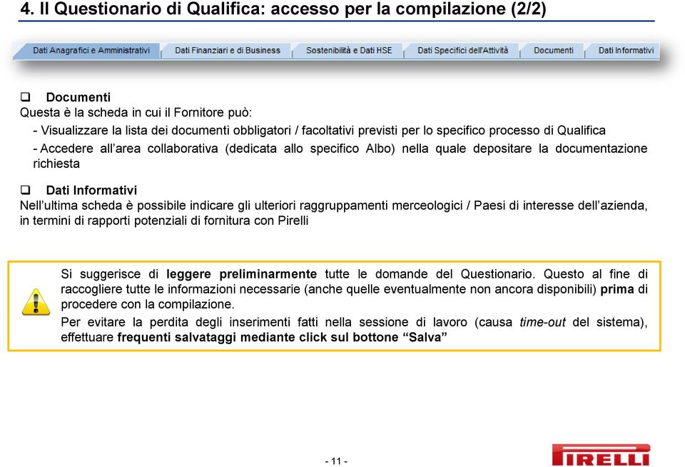 indicare gli ulteriori raggruppamenti merceologici / Paesi di interesse dell azienda, in termini di rapporti potenziali di fornitura con Pirelli Si suggerisce di leggere preliminarmente tutte le