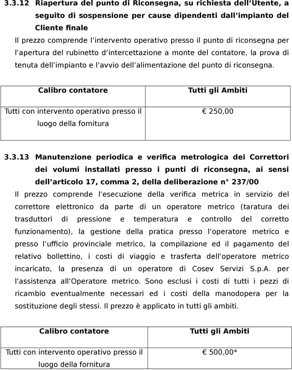 Tutti gli Ambiti Tutti con intervento operativo presso il luogo della fornitura 250,00 3.