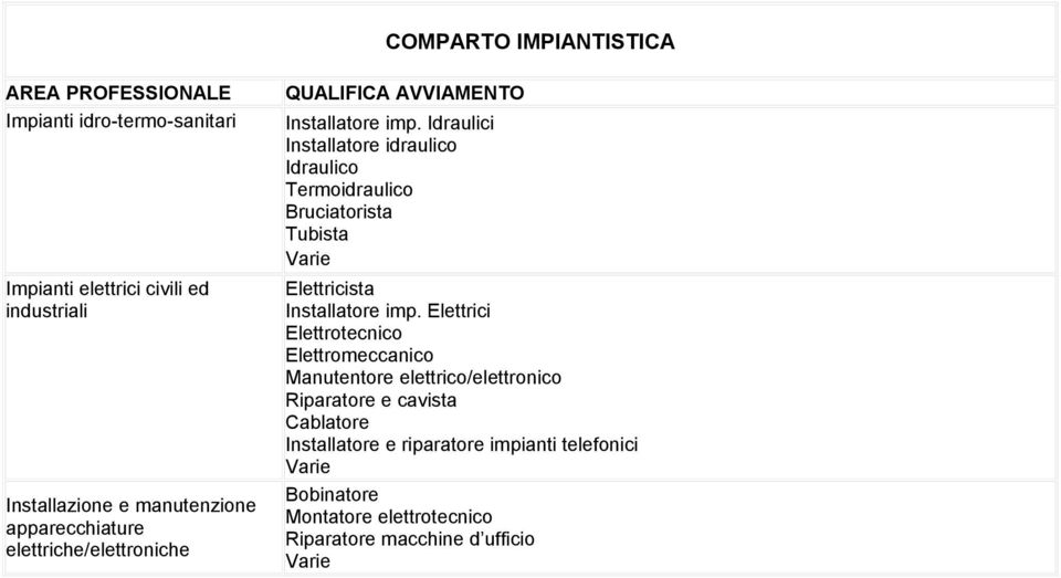 Idraulici Installatore idraulico Idraulico Termoidraulico Bruciatorista Tubista Elettricista Installatore imp.