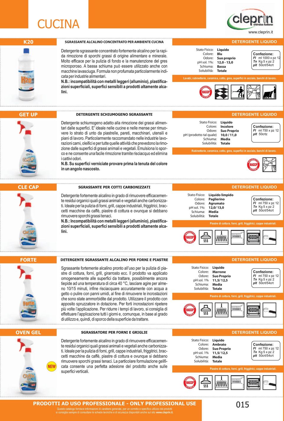 Formula non profumata particolarmente indicata per industrie alimentari. N.B.