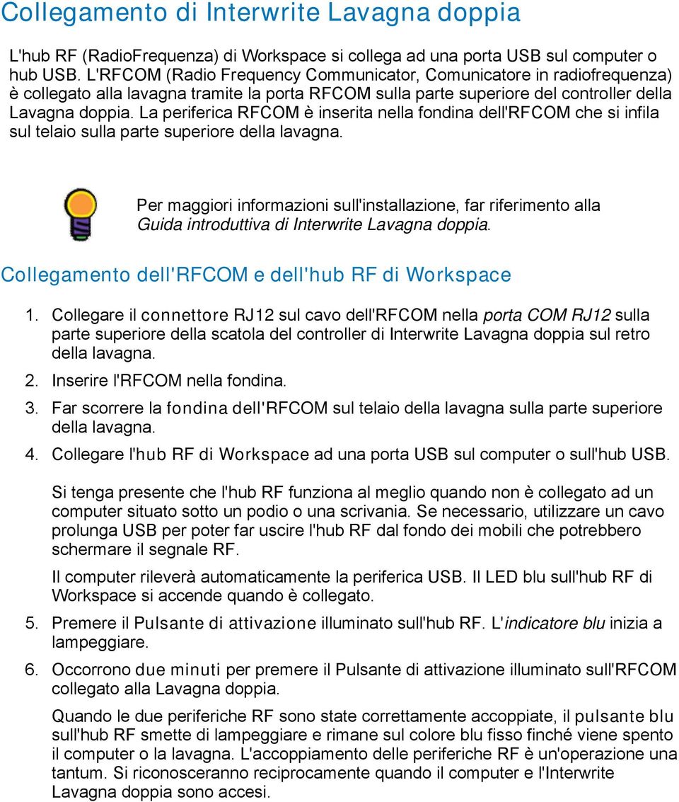 La periferica RFCOM è inserita nella fondina dell'rfcom che si infila sul telaio sulla parte superiore della lavagna.