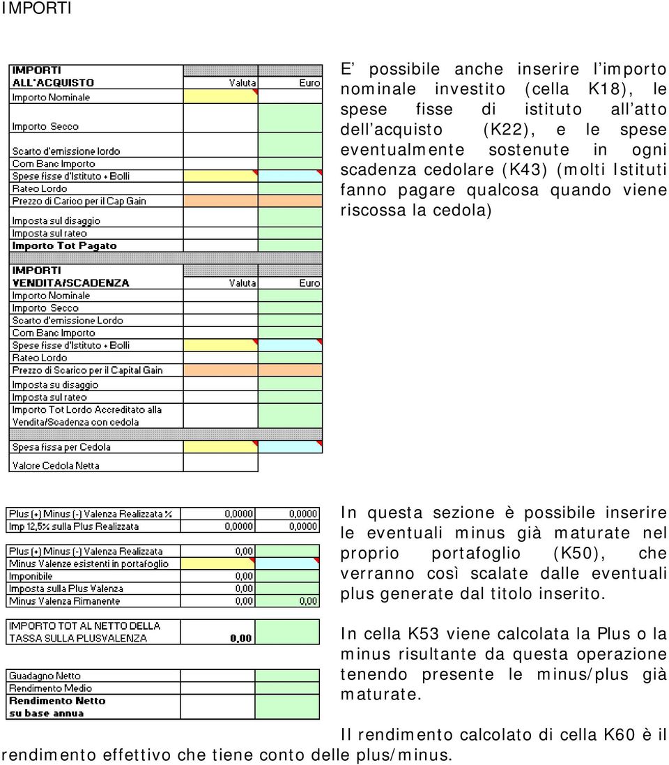 minus già maturate nel proprio portafoglio (K50), che verranno così scalate dalle eventuali plus generate dal titolo inserito.