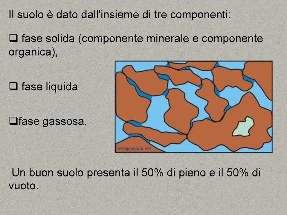 organica), fase liquida fase gassosa.