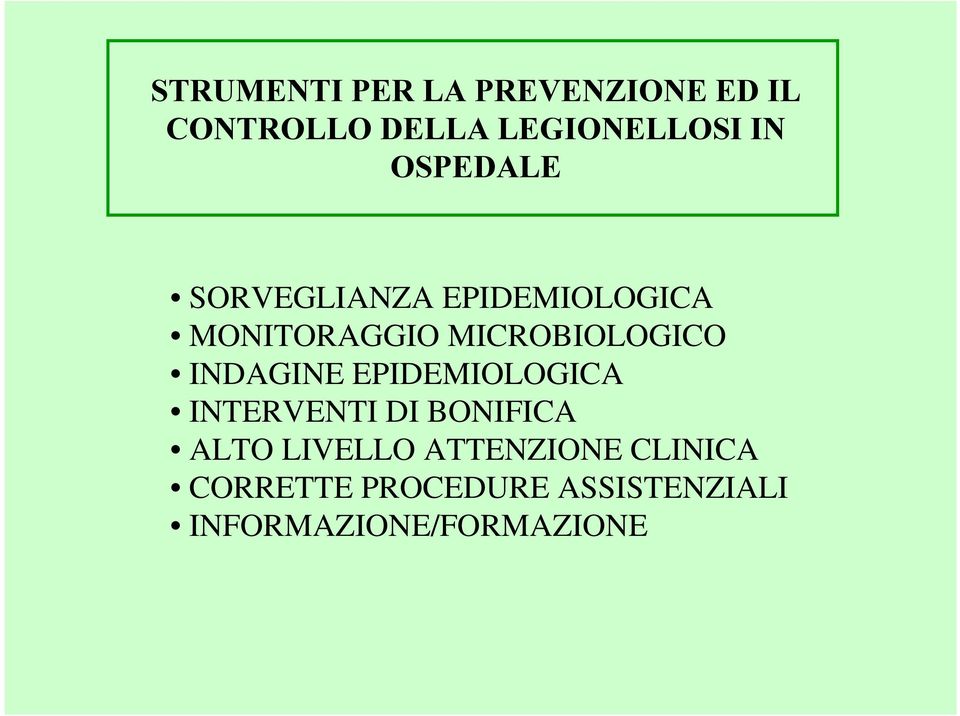 INDAGINE EPIDEMIOLOGICA INTERVENTI DI BONIFICA ALTO LIVELLO