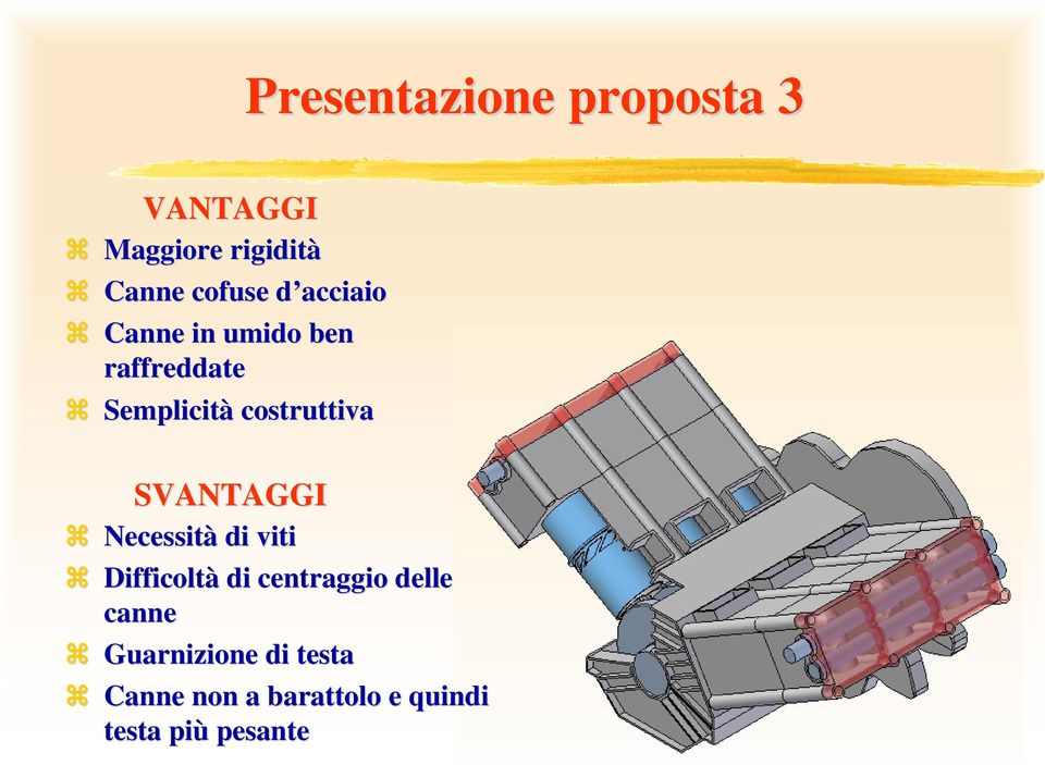 SVANTAGGI Necessità di viti Difficoltà di centraggio delle canne