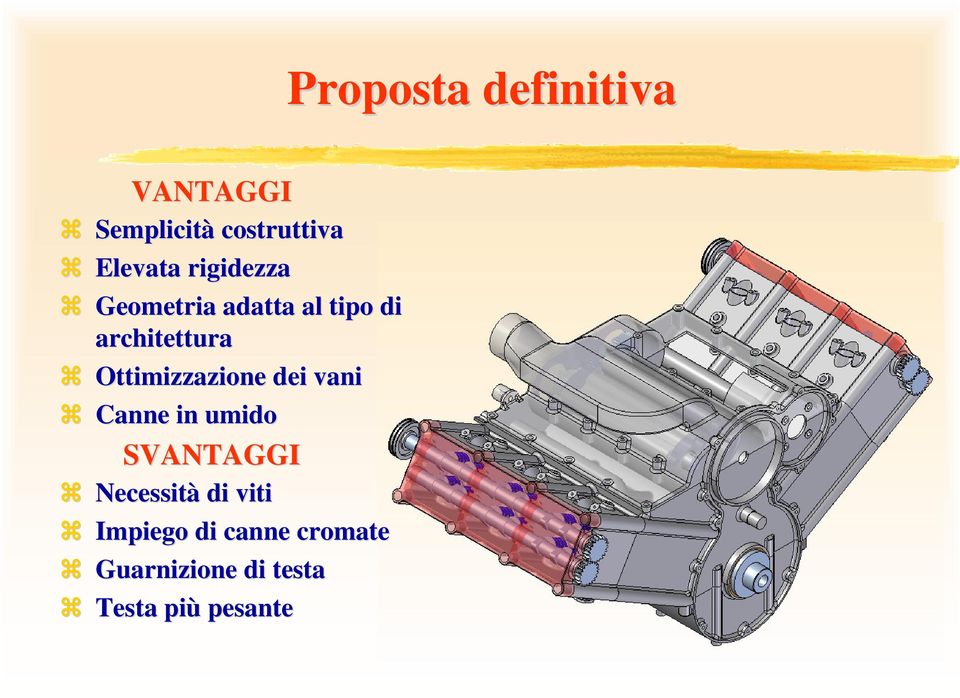 Ottimizzazione dei vani Canne in umido SVANTAGGI Necessità