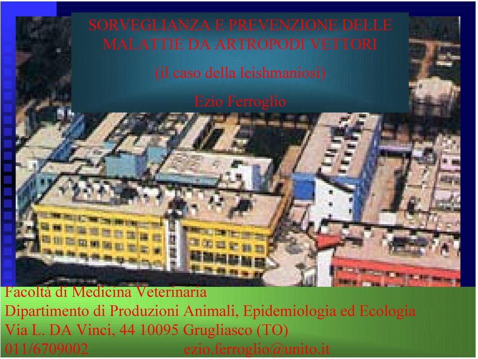 DA Vinci, 44 10095 Grugliasco (TO) 011/6709002 ezio.ferroglio@unito.