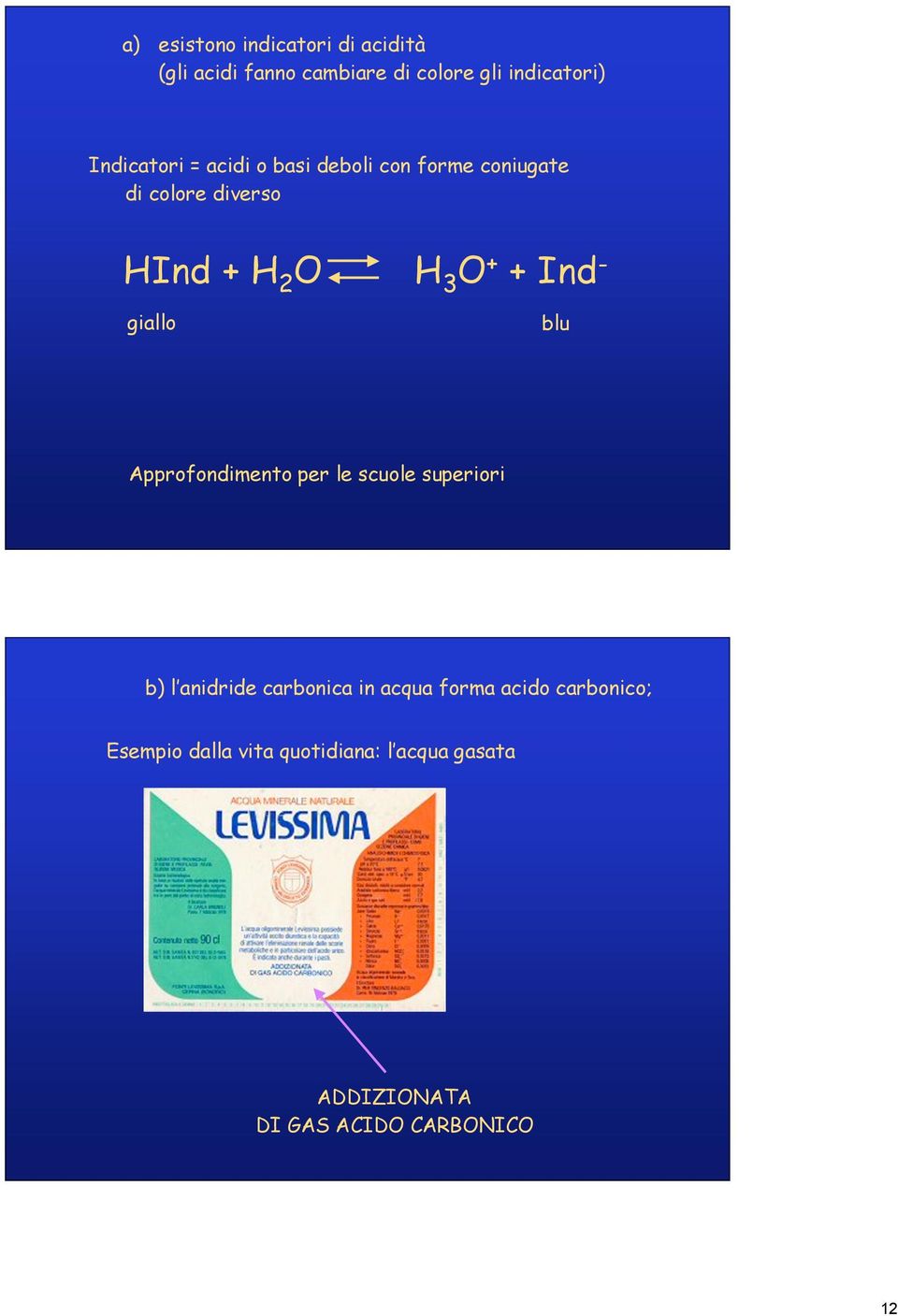 Ind - giallo blu Approfondimento per le scuole superiori b) l anidride carbonica in acqua