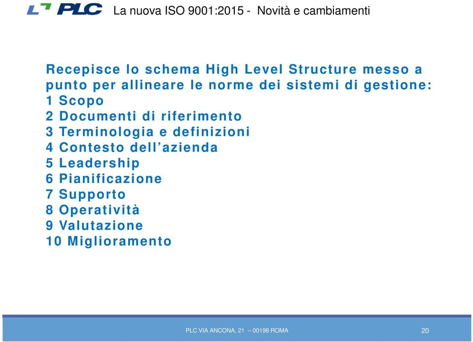 3 Terminologia e definizioni 4 Contesto dell azienda 5 Leadership 6