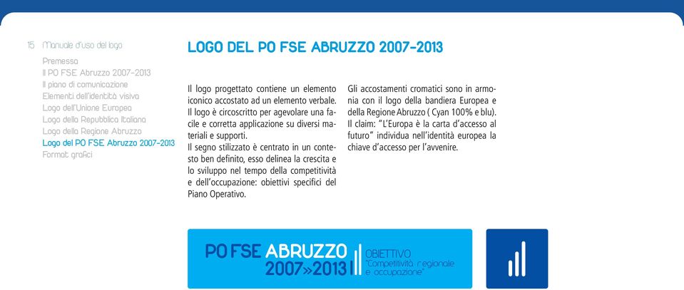 Il segno stilizzato è centrato in un contesto ben definito, esso delinea la crescita e lo sviluppo nel tempo della competitività e dell occupazione: obiettivi specifici del