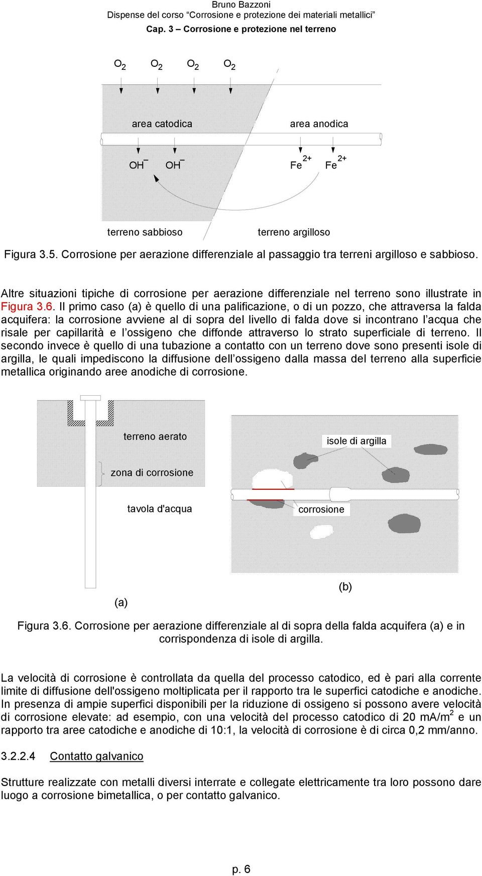 Il primo caso (a) è quello di una palificazione, o di un pozzo, che attraversa la falda acquifera: la corrosione avviene al di sopra del livello di falda dove si incontrano l acqua che risale per