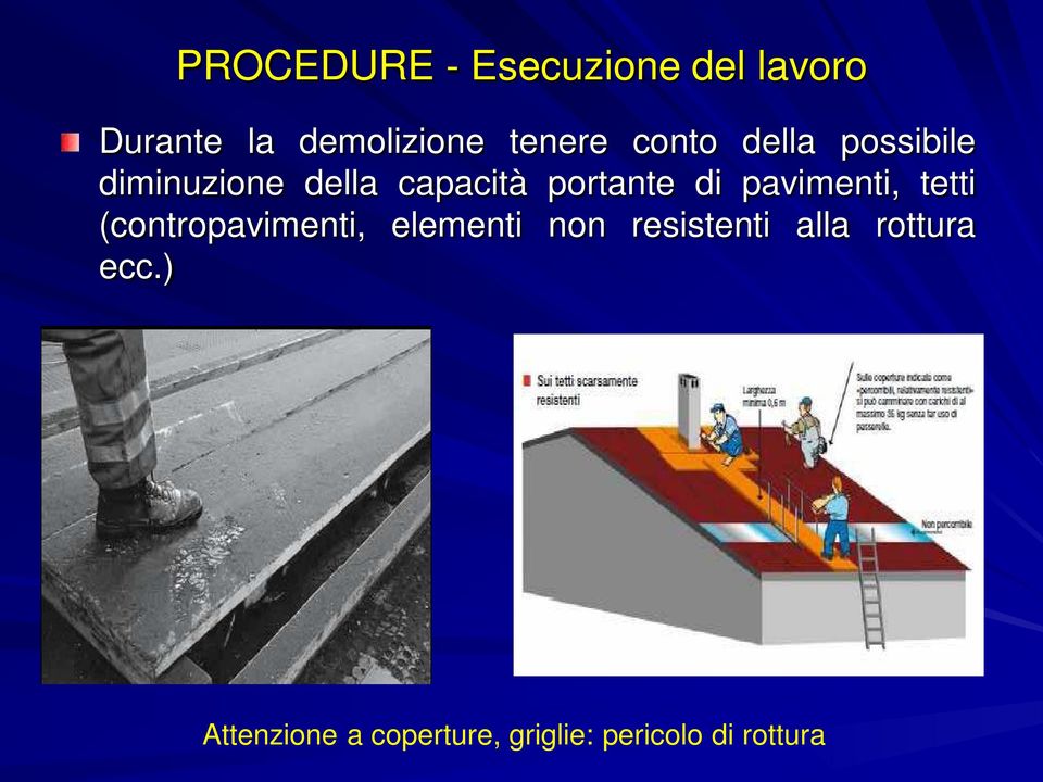 pavimenti, tetti (contropavimenti, elementi non resistenti alla