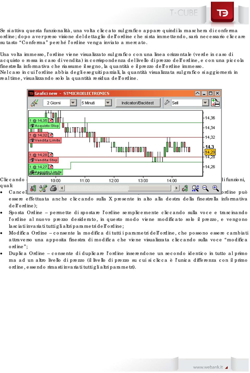 Una volta immesso, l ordine viene visualizzato sul grafico con una linea orizzontale (verde in caso di acquisto o rossa in caso di vendita) in corrispondenza del livello di prezzo dell ordine, e con