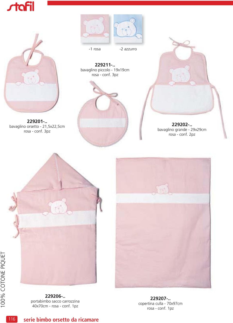 . bavaglino grande - 29x29cm rosa - conf. 2pz PIQUET 229206-.