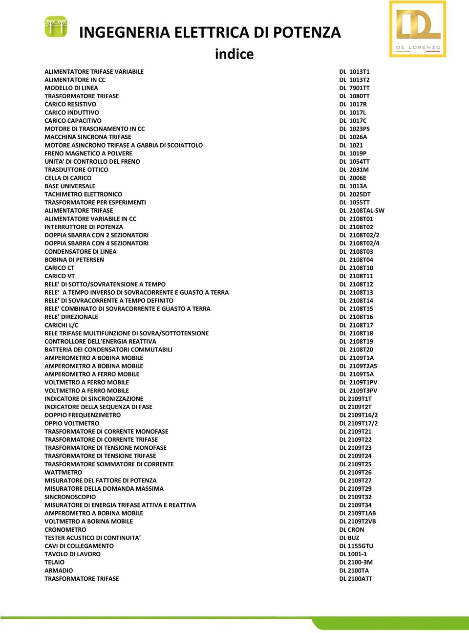 CONTROLLO DEL FRENO DL 1054TT TRASDUTTORE OTTICO DL 2031M CELLA DI CARICO DL 2006E BASE UNIVERSALE DL 1013A TACHIMETRO ELETTRONICO DL 2025DT TRASFORMATORE PER ESPERIMENTI DL 1055TT ALIMENTATORE