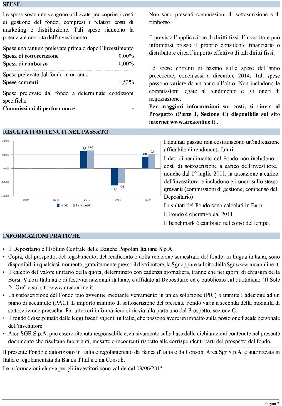 Spese una tantum prelevate prima o dopo l investimento Spesa di sottoscrizione 0,00% Spesa di rimborso 0,00% Spese prelevate dal fondo in un anno Spese correnti 1,53% Spese prelevate dal fondo a