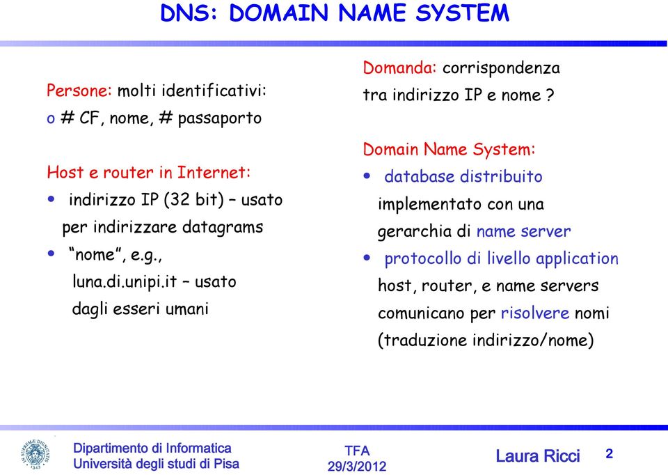 it usato dagli esseri umani Domanda: corrispondenza tra indirizzo IP e nome?