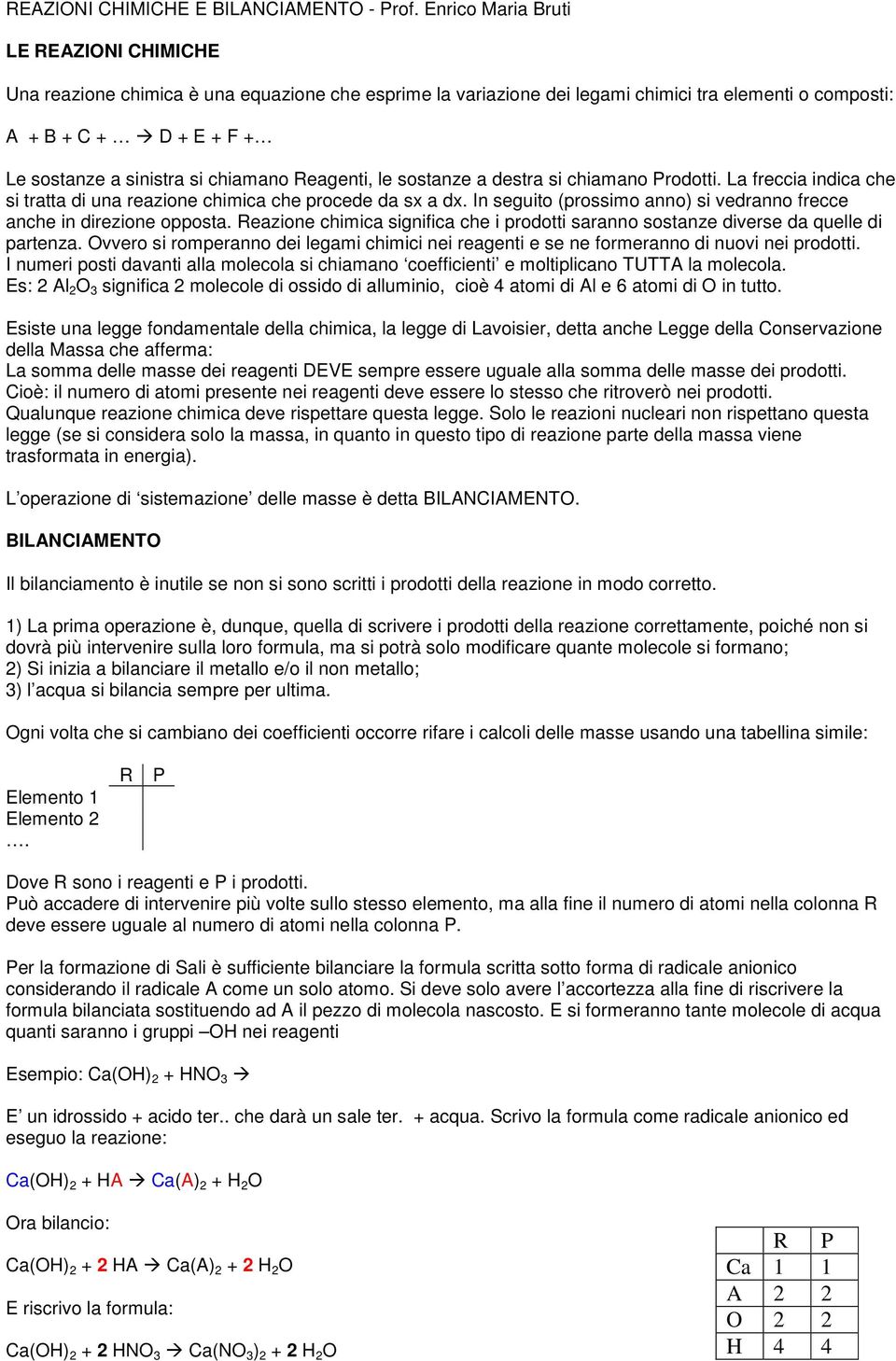 chiamano Reagenti, le sostanze a destra si chiamano Prodotti. La freccia indica che si tratta di una reazione chimica che procede da sx a dx.