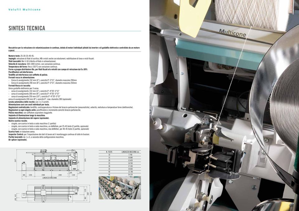 Impieghi: retrazione di filati di acrilico, HB e misti anche con elastomeri; nobilitazione di lana e misti fissati. Titoli lavorabili: Nm 5-50 (riferito al filato in alimentazione).