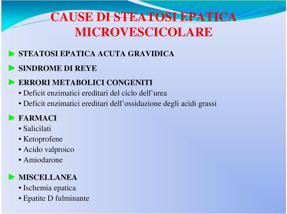 Deficit enzimatici ereditari dell ossidazione degli acidi grassi FARMACI Salicilati