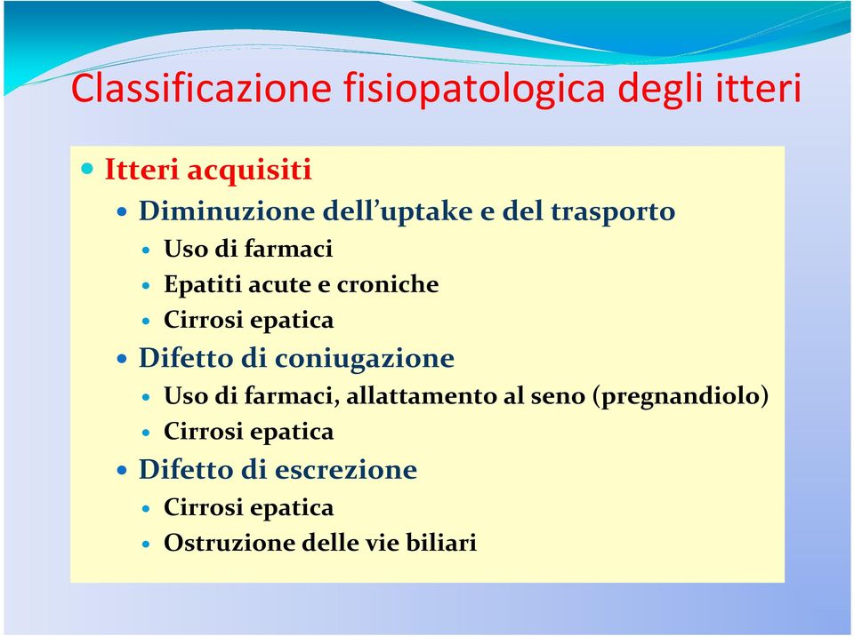 Difetto di coniugazione Uso di farmaci, allattamento al seno (pregnandiolo)