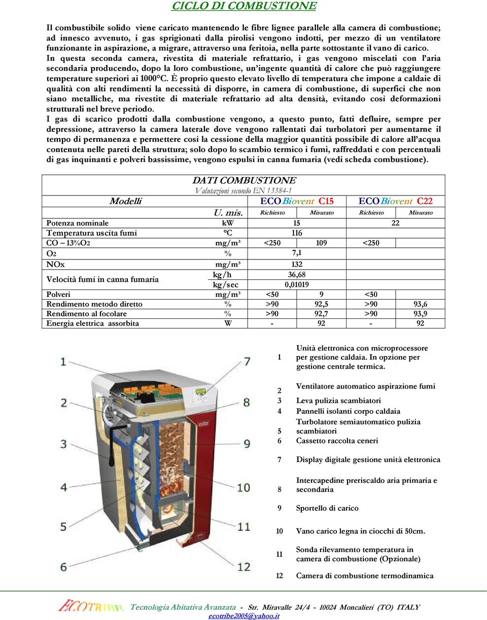 In questa seconda camera, rivestita di materiale refrattario, i gas vengono miscelati con l aria secondaria producendo, dopo la loro combustione, un ingente quantità di calore che può raggiungere