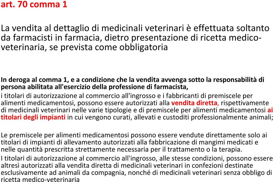 all'ingrosso e i fabbricanti di premiscele per alimenti medicamentosi, possono essere autorizzati alla vendita diretta, rispettivamente di medicinali veterinari nelle varie tipologie e di premiscele