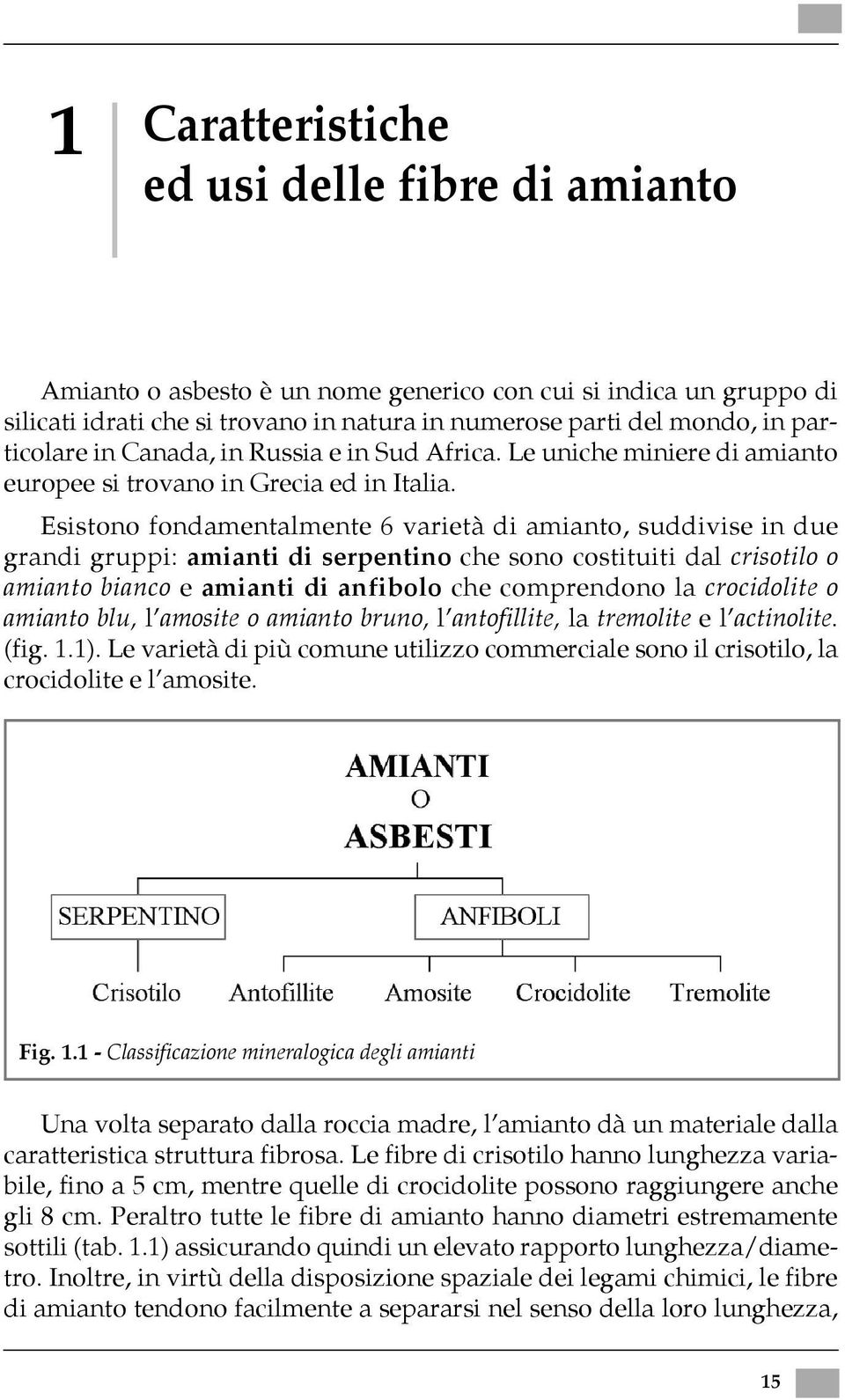 Esistono fondamentalmente 6 varietà di amianto, suddivise in due grandi gruppi: amianti di serpentino che sono costituiti dal crisotilo o amianto bianco e amianti di anfibolo che comprendono la