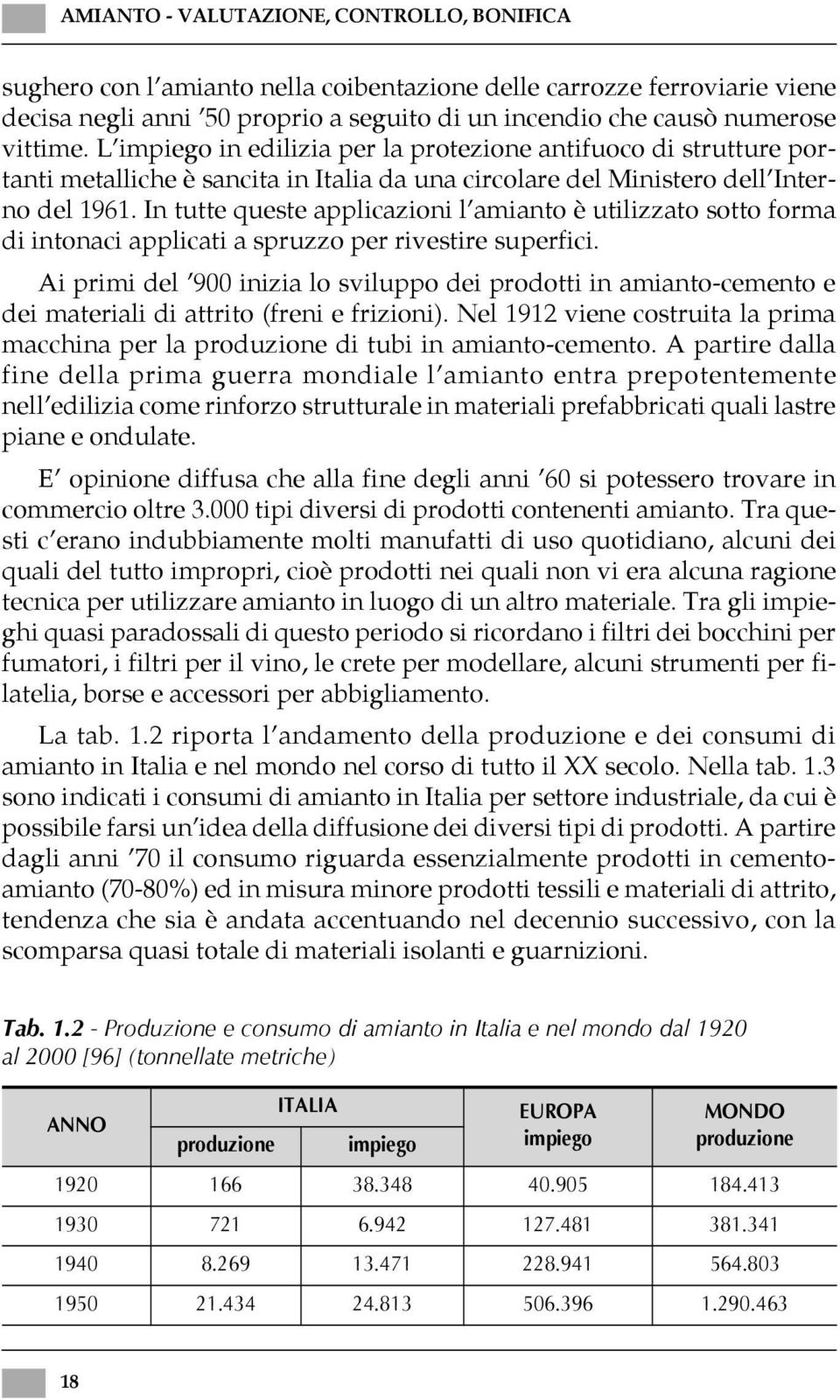 In tutte queste applicazioni l amianto è utilizzato sotto forma di intonaci applicati a spruzzo per rivestire superfici.