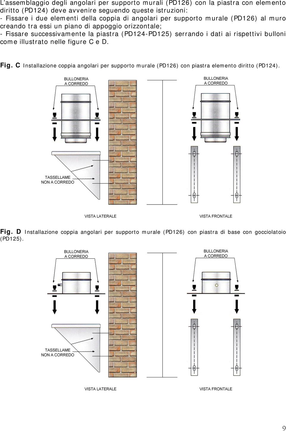 piastra (PD124-PD125) serrando i dati ai rispettivi bulloni come illustrato nelle figure C e D. Fig.