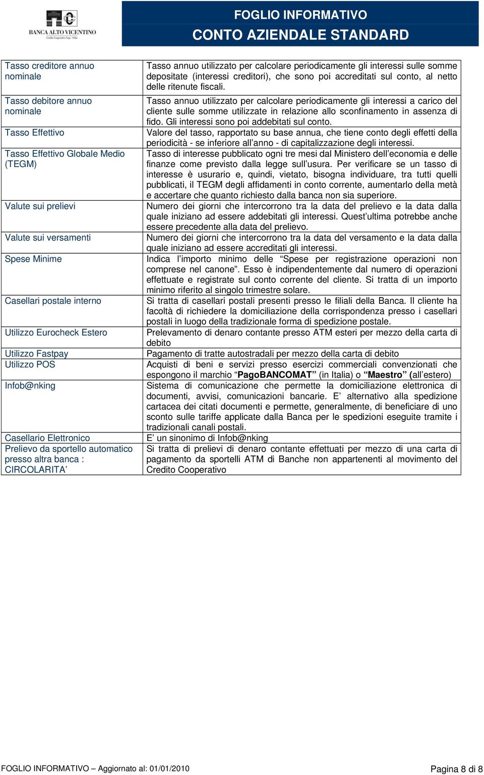 periodicamente gli interessi sulle somme depositate (interessi creditori), che sono poi accreditati sul conto, al netto delle ritenute fiscali.