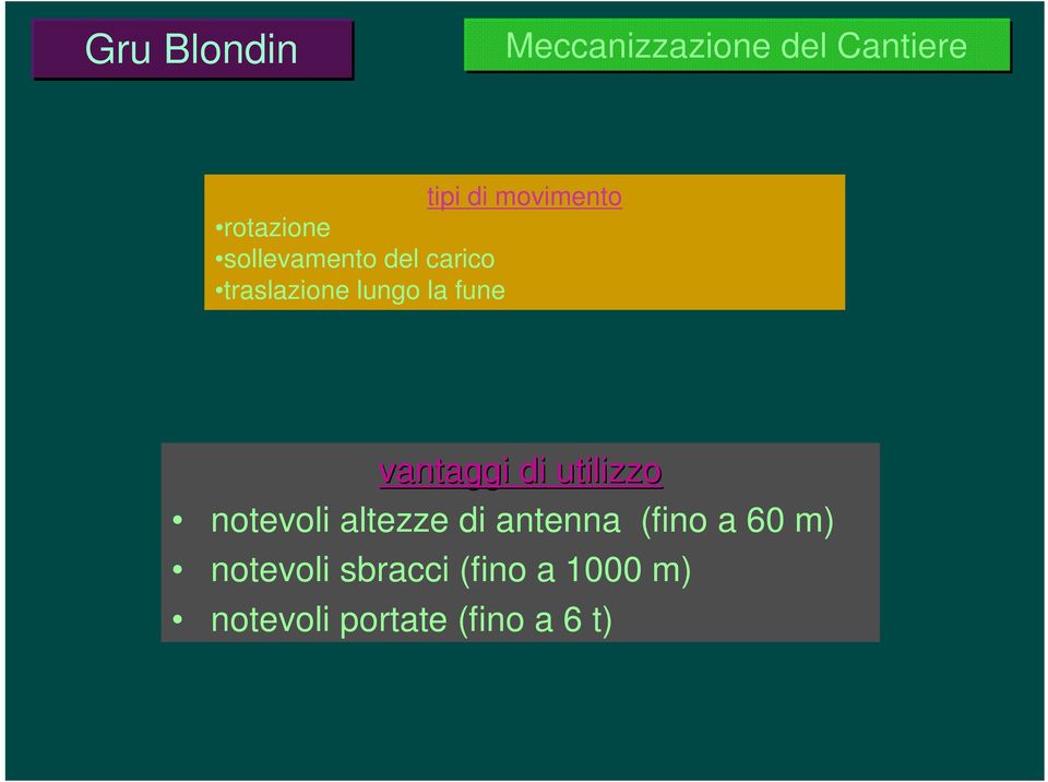 utilizzo notevoli altezze di antenna (fino a 60 m)