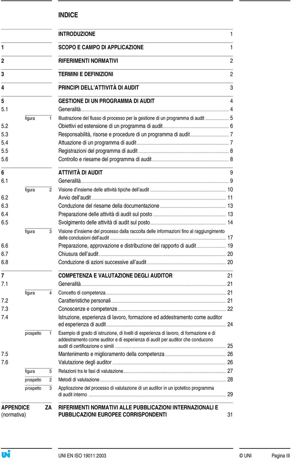 3 Responsabilità, risorse e procedure di un programma di audit... 7 5.4 Attuazione di un programma di audit... 7 5.5 Registrazioni del programma di audit... 8 5.