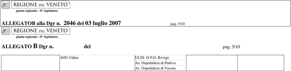 Dgr n. del pag. 5/10 AOU Udine ULSS 18 P.O. Rovigo Az.