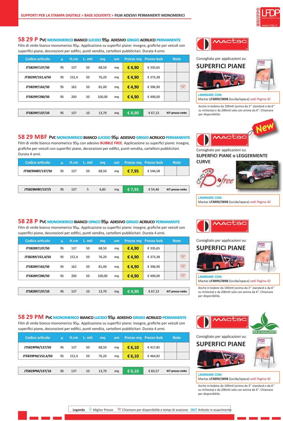 JT5829P/137/50 95 137 50 68,50 mq 4,90 335,65 onsigliato per applicazioni su: SUPERFII PIANE JT5829P/152,4/50 95 152,4 50 76,20 mq 4,90 373,38 JT5829P/162/50 95 162 50 81,00 mq 4,90 396,90 '