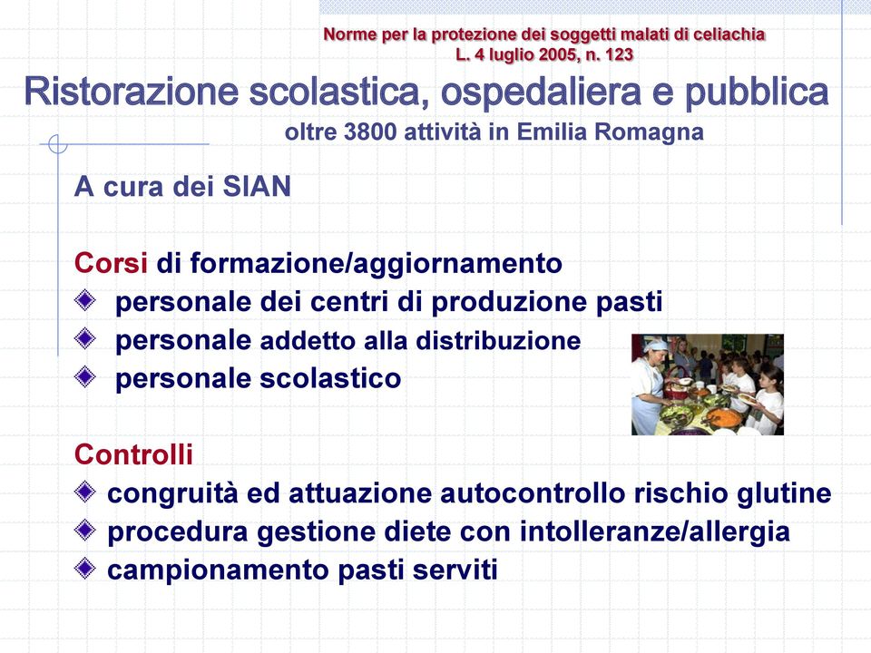 formazione/aggiornamento personale dei centri di produzione pasti personale addetto alla distribuzione personale