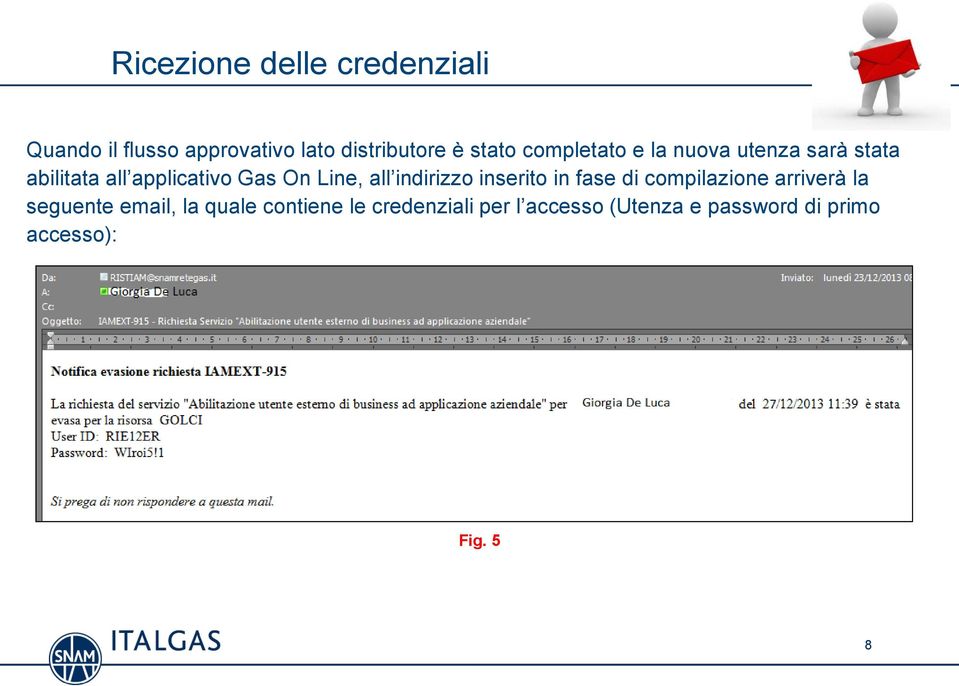 indirizzo inserito in fase di compilazione arriverà la seguente email, la quale