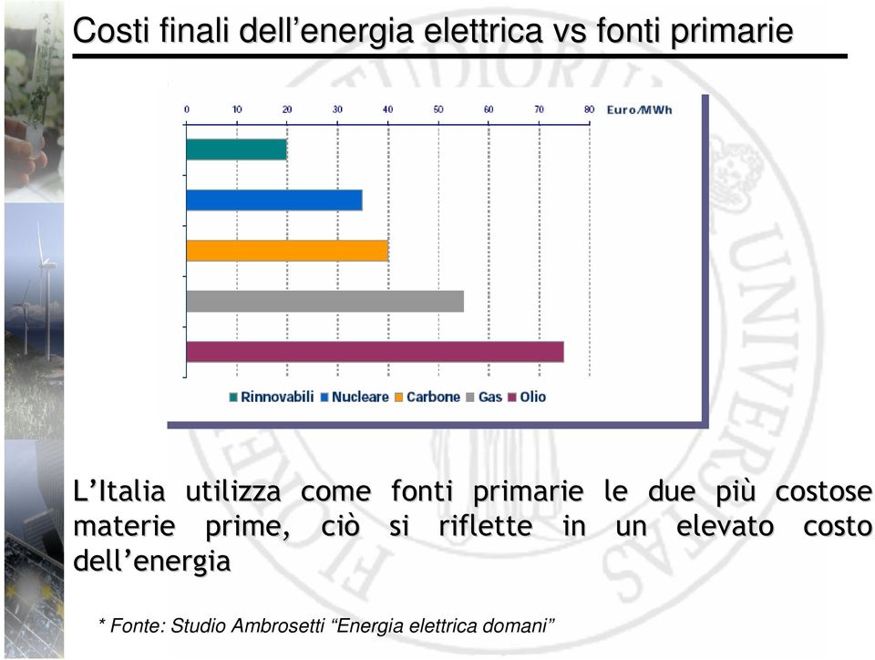 costose materie prime, ciò si riflette in un elevato costo