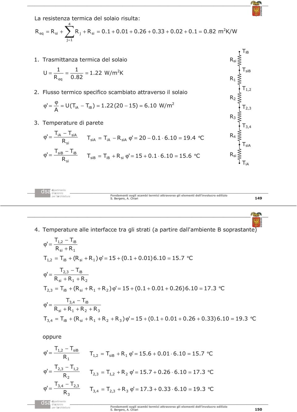 4 C Rsi T T sib ib ϕ ' TsiB TiB + R si ϕ' 5 + 0. 6.0 5.6 C Rsi R si R R R 3 R 4 R si T ib T sib T, T,3 T 3,4 T sia T ia S. Bergero, A. Chiari 49 4.