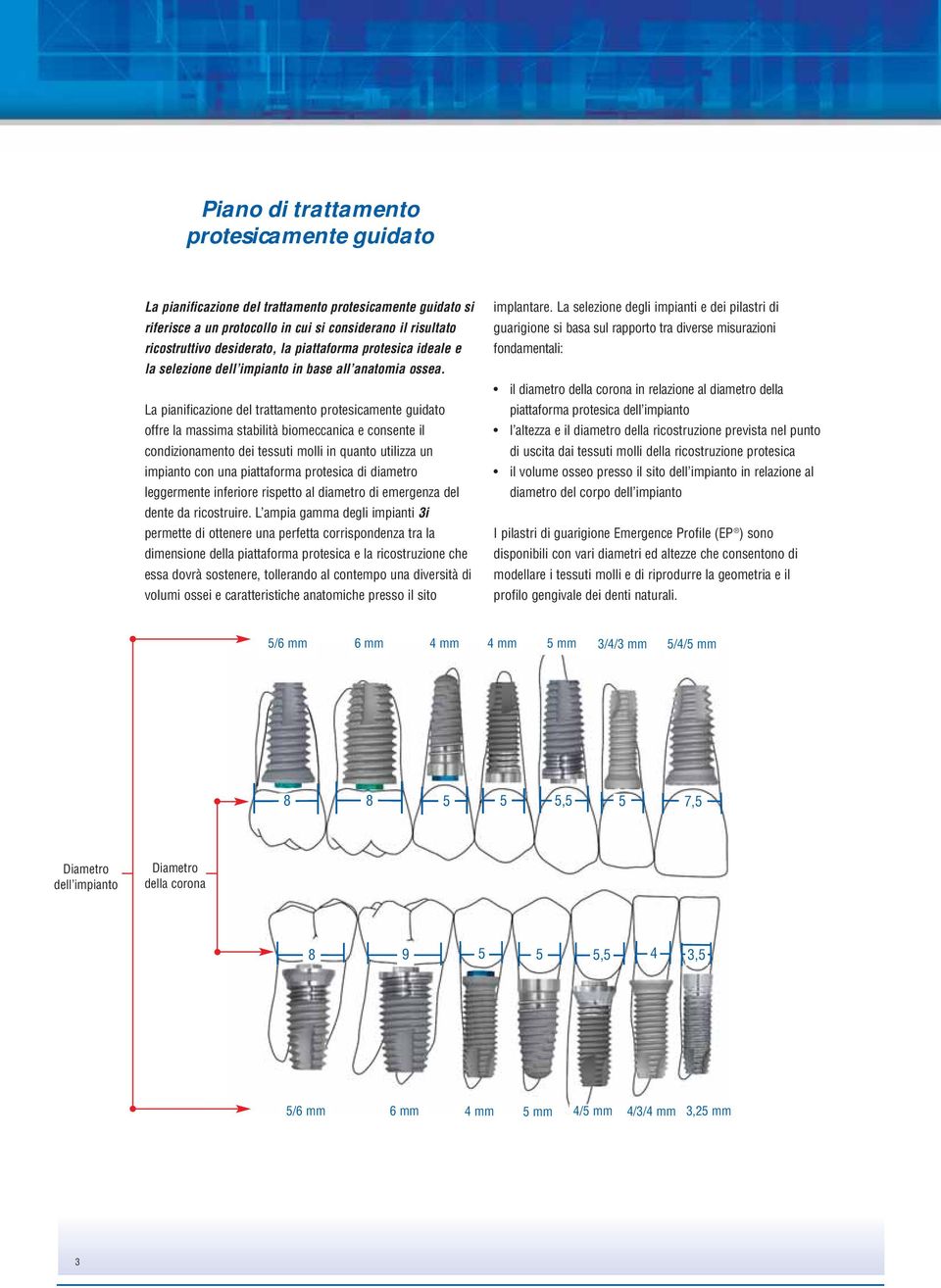 La pianificazione del trattamento protesicamente guidato offre la massima stabilità biomeccanica e consente il condizionamento dei tessuti molli in quanto utilizza un impianto con una piattaforma