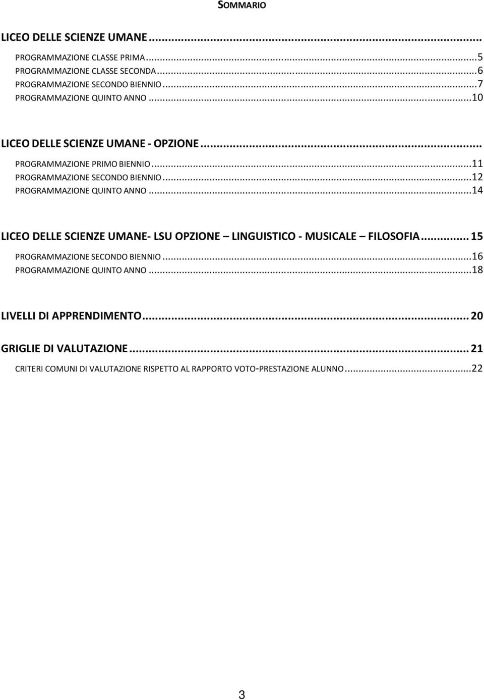 .. 12 PROGRAMMAZIONE QUINTO ANNO... 14 LICEO DELLE SCIENZE UMANE- LSU OPZIONE LINGUISTICO - MUSICALE FILOSOFIA... 15 PROGRAMMAZIONE SECONDO BIENNIO.