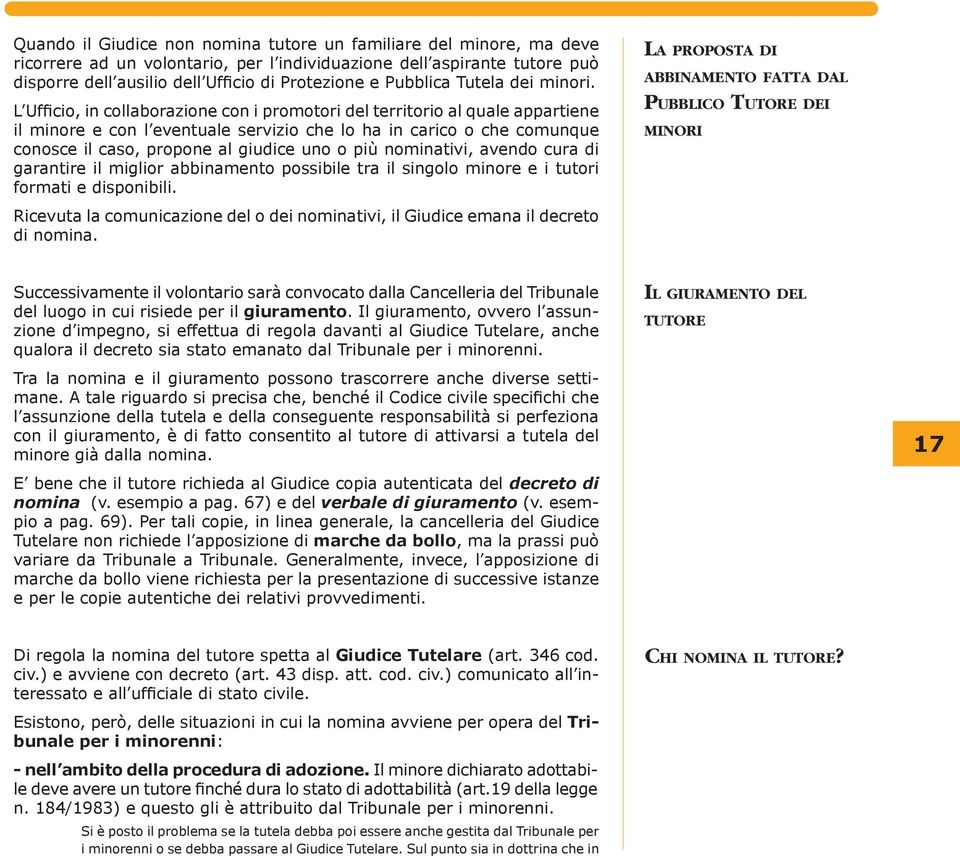 L Ufficio, in col la bo ra zio ne con i pro mo to ri del ter ri to rio al quale ap par tie ne il minore e con l even tua le servizio che lo ha in carico o che co mun que co no sce il caso, pro po ne