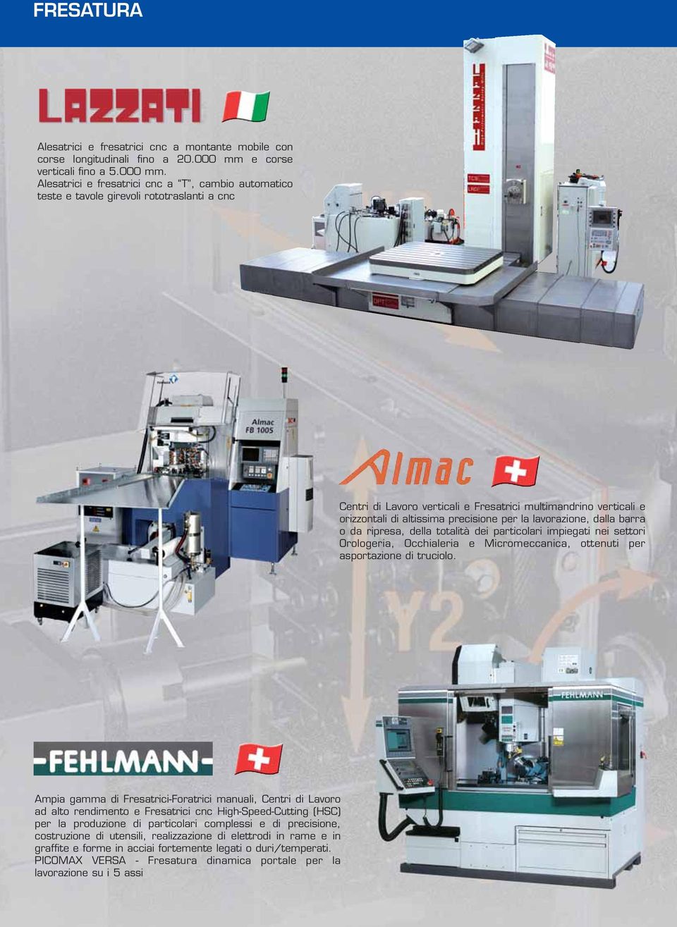 Alesatrici e fresatrici cnc a T, cambio automatico teste e tavole girevoli rototraslanti a cnc Centri di Lavoro verticali e Fresatrici multimandrino verticali e orizzontali di altissima precisione