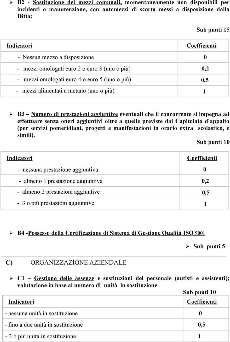 eventuali che il concorrente si impegna ad effettuare senza oneri aggiuntivi oltre a quelle previste dal Capitolato d'appalto (per servizi pomeridiani, progetti e manifestazioni in orario extra