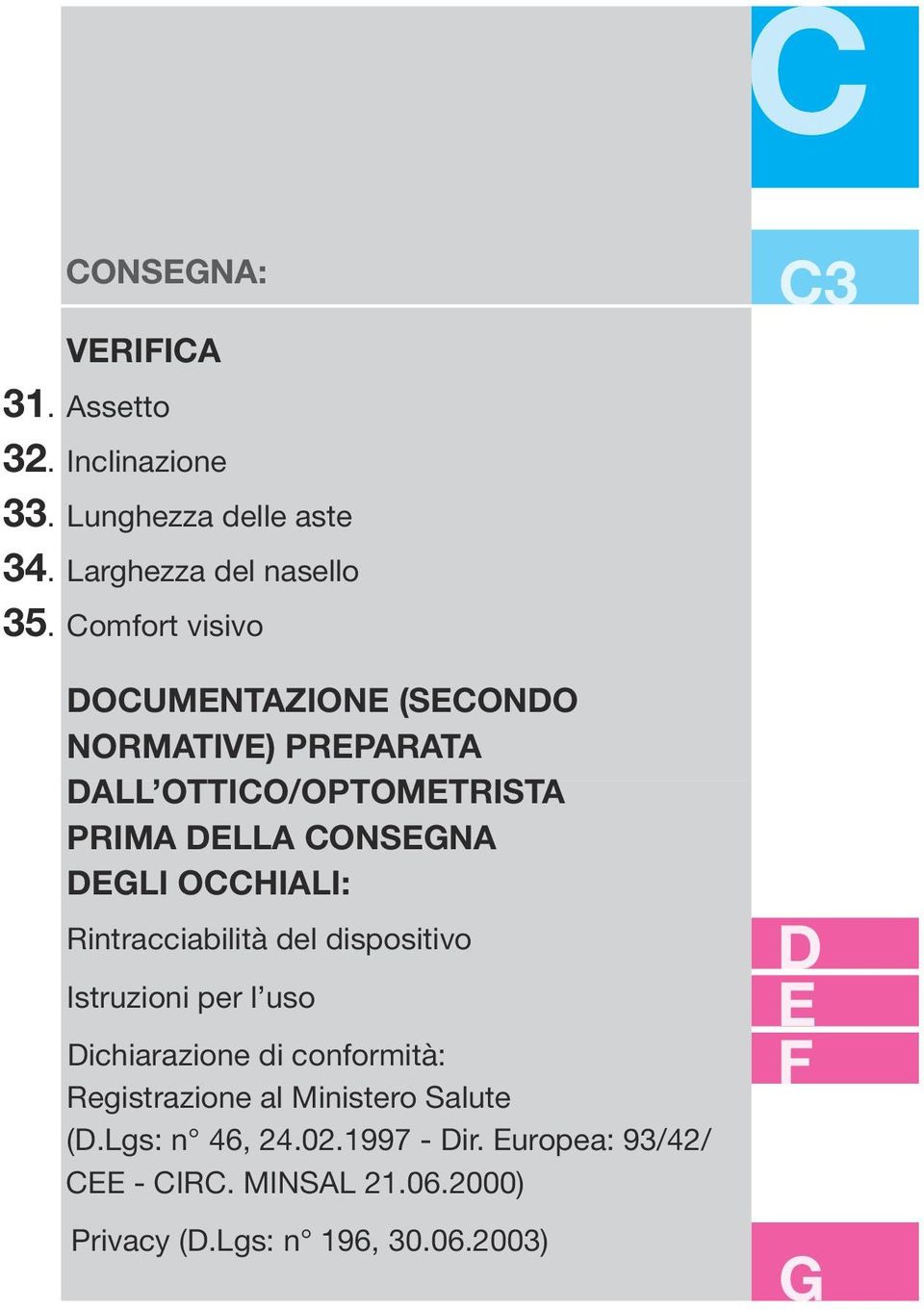 OCCHIALI: Rintracciabilità del dispositivo Istruzioni per l uso Dichiarazione di conformità: Registrazione al