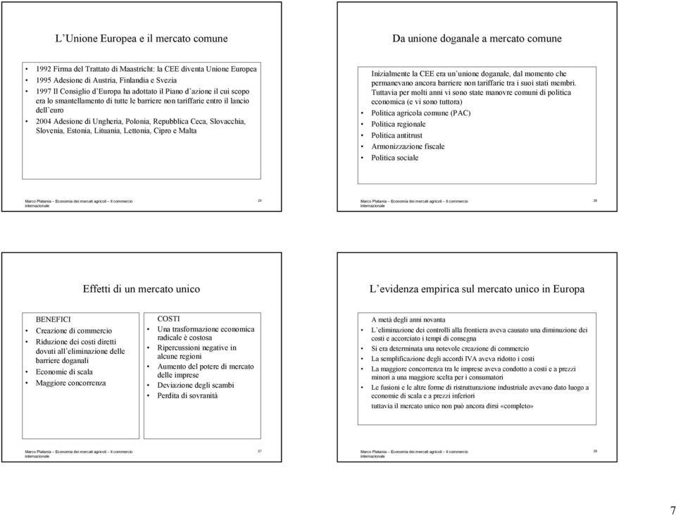 Slovacchia, Slovenia, Estonia, Lituania, Lettonia, Cipro e Malta Inizialmente la CEE era un unione doganale, dal momento che permanevano ancora barriere non tariffarie tra i suoi stati membri.