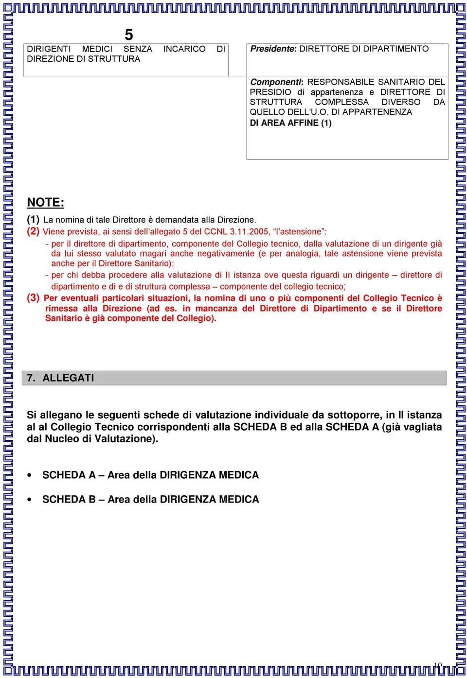 2005, l astensione : - per il direttore di dipartimento, componente del Collegio tecnico, dalla valutazione di un dirigente già da lui stesso valutato magari anche negativamente (e per analogia, tale